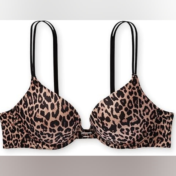 Victoria's Secret Very Sexy Push Up Bra In Leopard Sz 38DDD 38F Cheetah - Picture 2 of 5